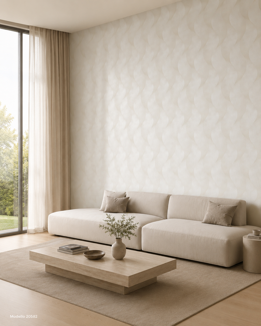 Carta da parati Marburg  Wallcovering - 59806 avorio motivo a onde effetto 3D