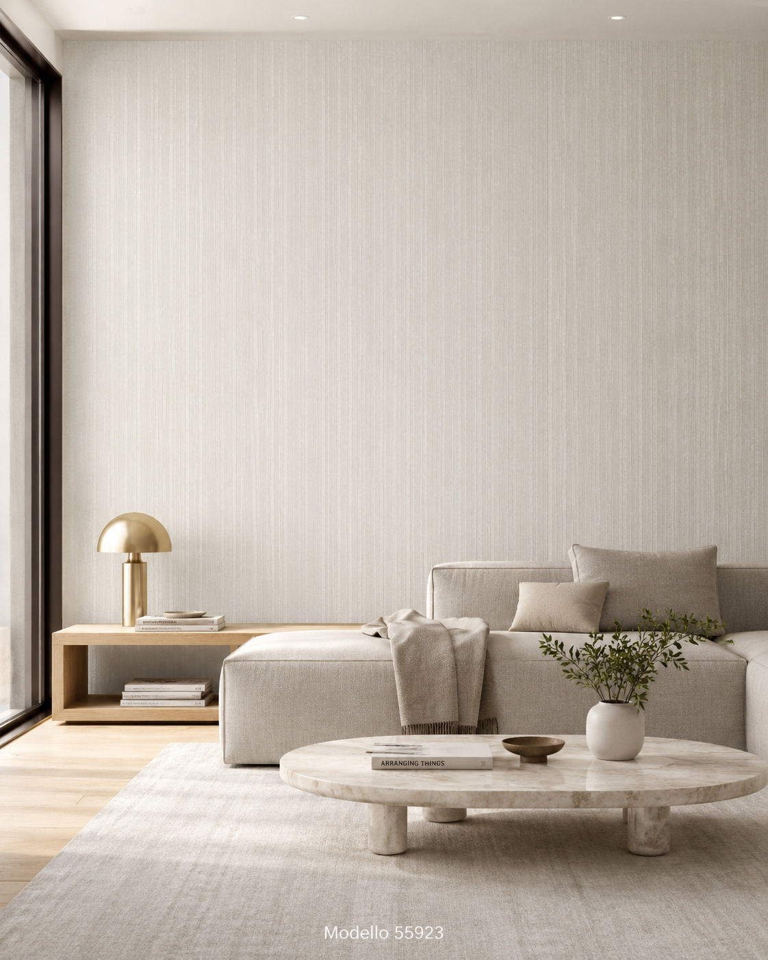 Carta da parati Marburg  Wallcovering - 55923 avorio righe verticali effetto lino