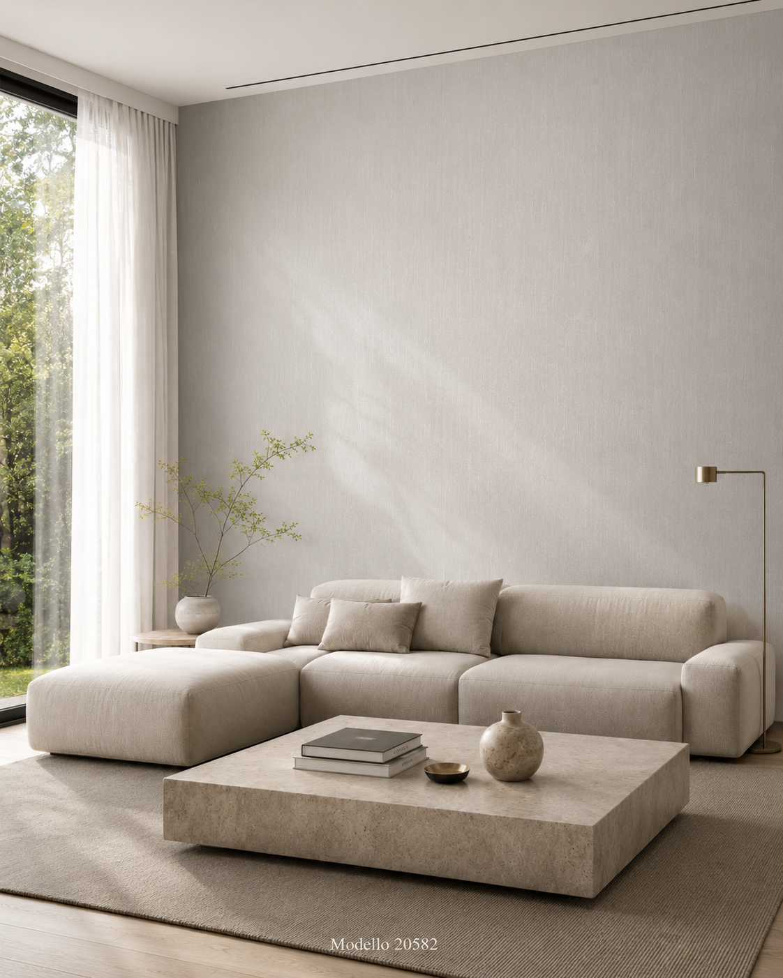 Carta da parati Marburg  Wallcovering - 20582 grigio chiaro effetto tessuto