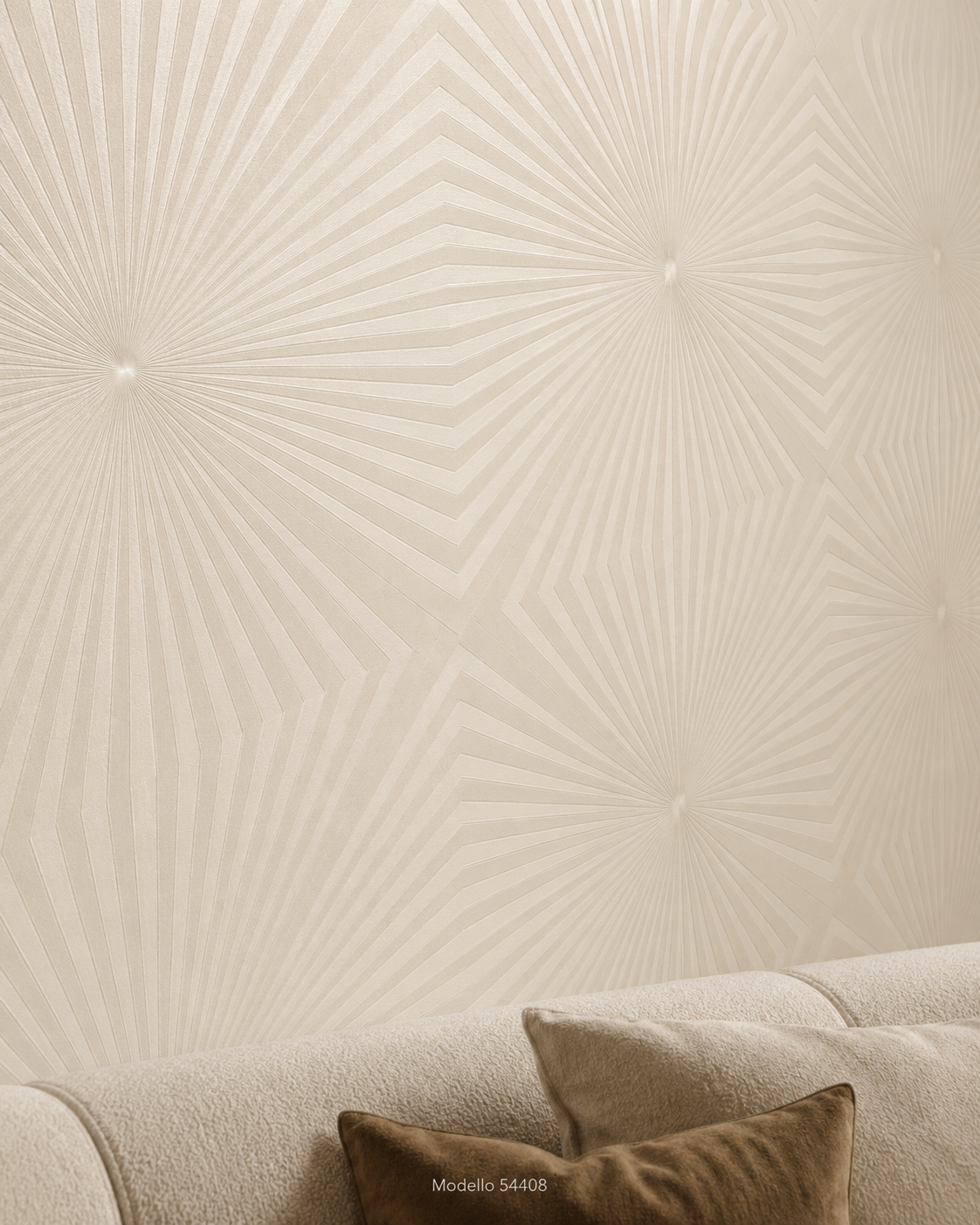 Carta da parati Marburg  Wallcovering - 54408 panna geometrico raggiato effetto 3D
