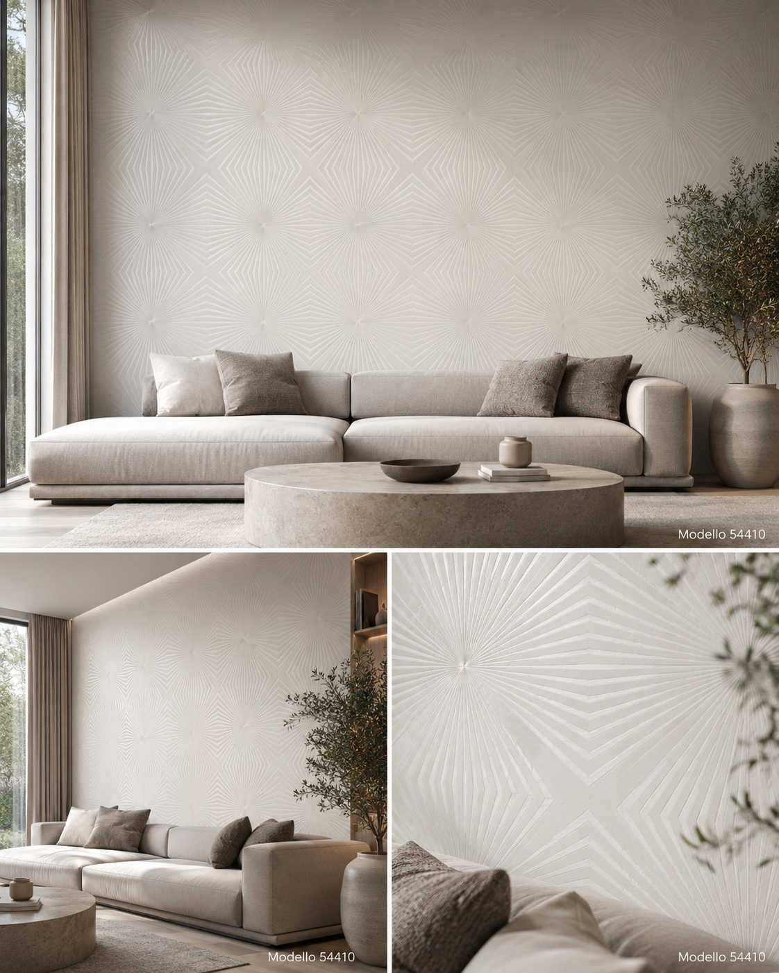Carta da parati Marburg  Wallcovering - 54410 bianco geometrico a stella effetto 3D