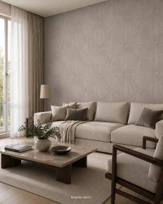 Carta da parati Marburg  Wallcovering - 54413 tortora geometrico a stella effetto 3D