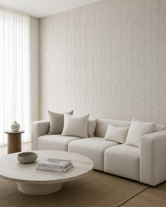 Carta da parati Marburg  Wallcovering - Model 19 sabbia motivo a intreccio ogivale tono su tono