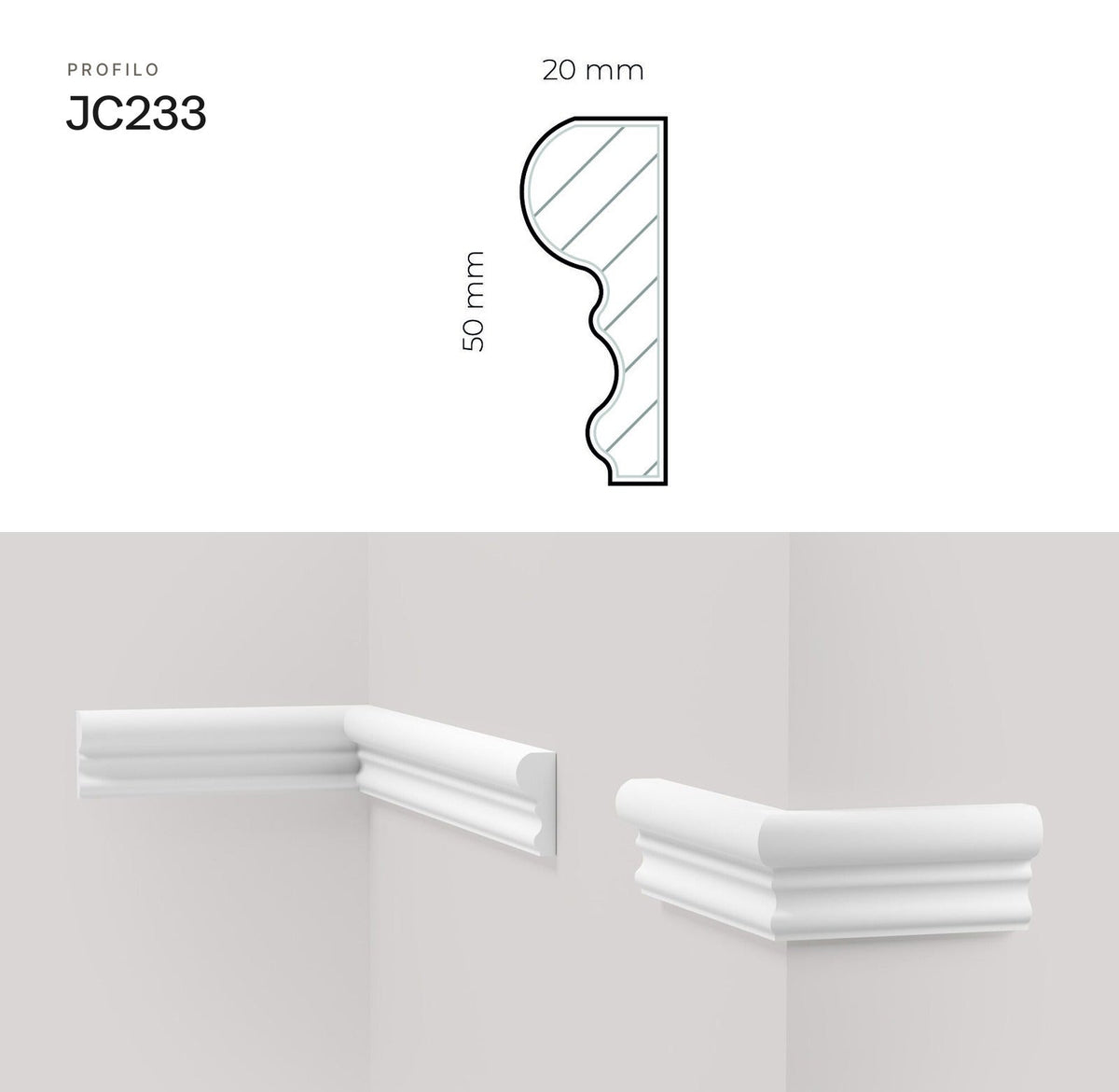 Profilo JC233 – sezione e dettaglio del profilo